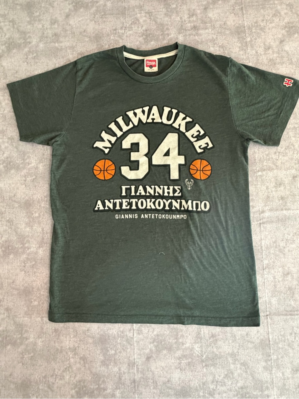 NBA Milwaukee Bucks Logo Giannis Antetokounmpo Number Greek Rare Green Size M